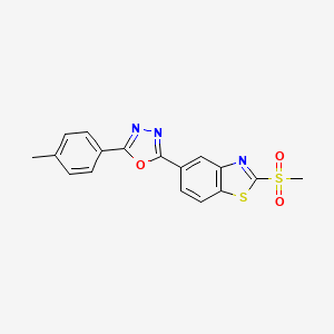 molecular formula C17H13N3O3S2 B8043385 2-(4-Methylphenyl)-5-(2-methylsulfonyl-1,3-benzothiazol-5-yl)-1,3,4-oxadiazole 