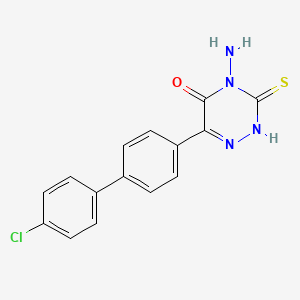 molecular formula C15H11ClN4OS B8043508 4-amino-6-[4-(4-chlorophenyl)phenyl]-3-sulfanylidene-2H-1,2,4-triazin-5-one 