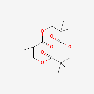molecular formula C15H24O6 B8043543 3,3,7,7,11,11-Hexamethyl-1,5,9-trioxacyclododecane-2,6,10-trione CAS No. 77393-39-6