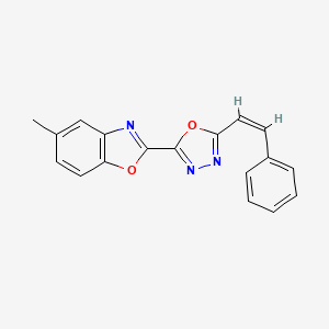 molecular formula C18H13N3O2 B8043566 5-methyl-2-[5-[(Z)-2-phenylethenyl]-1,3,4-oxadiazol-2-yl]-1,3-benzoxazole 