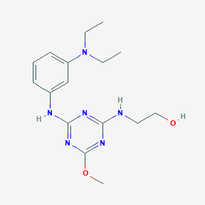molecular formula C16H24N6O2 B8043592 2-[[4-[3-(Diethylamino)anilino]-6-methoxy-1,3,5-triazin-2-yl]amino]ethanol 