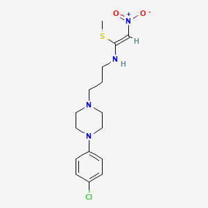 molecular formula C16H23ClN4O2S B8043623 3-[4-(4-chlorophenyl)piperazin-1-yl]-N-[(Z)-1-methylsulfanyl-2-nitroethenyl]propan-1-amine 
