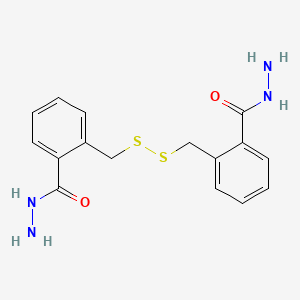 molecular formula C16H18N4O2S2 B8043639 2-[[[2-(Hydrazinecarbonyl)phenyl]methyldisulfanyl]methyl]benzohydrazide 