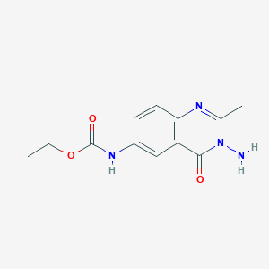 molecular formula C12H14N4O3 B8043679 ethyl N-(3-amino-2-methyl-4-oxoquinazolin-6-yl)carbamate 