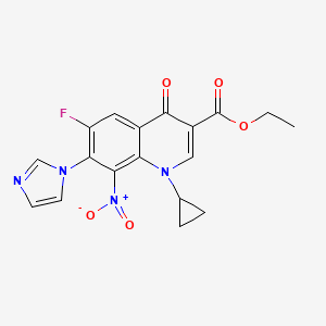 molecular formula C18H15FN4O5 B8043685 Ethyl 1-cyclopropyl-6-fluoro-7-imidazol-1-yl-8-nitro-4-oxoquinoline-3-carboxylate 