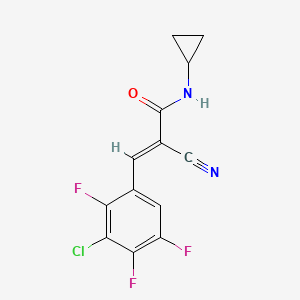 molecular formula C13H8ClF3N2O B8043692 (E)-3-(3-chloro-2,4,5-trifluorophenyl)-2-cyano-N-cyclopropylprop-2-enamide 