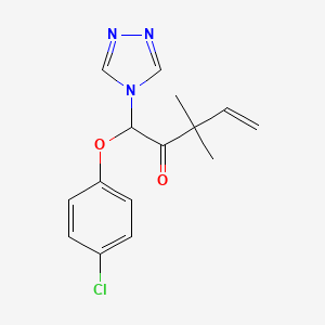 molecular formula C15H16ClN3O2 B8043826 5-(4-Chlorophenoxy)-3,3-dimethyl-5-(1,2,4-triazol-4-yl)-pent-1-en-4-one 