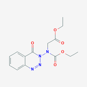 molecular formula C14H16N4O5 B8043882 Ethyl 2-[ethoxycarbonyl-(4-oxo-1,2,3-benzotriazin-3-yl)amino]acetate 