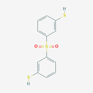 molecular formula C12H10O2S3 B8043980 3-(3-Sulfanylphenyl)sulfonylbenzenethiol 