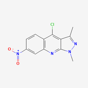 molecular formula C12H9ClN4O2 B8044089 4-Chloro-1,3-dimethyl-7-nitropyrazolo[3,4-b]quinoline 