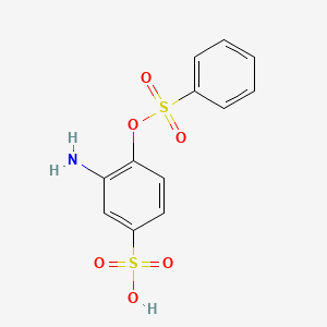 molecular formula C12H11NO6S2 B8044179 3-Amino-4-(benzenesulfonyloxy)benzenesulfonic acid 