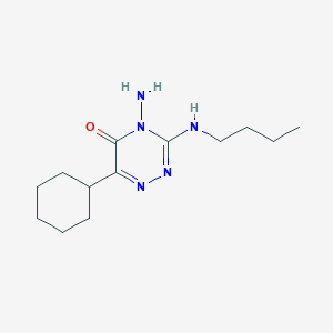 molecular formula C13H23N5O B8044186 4-Amino-3-(butylamino)-6-cyclohexyl-1,2,4-triazin-5-one 
