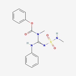 molecular formula C16H18N4O4S B8044227 phenyl N-methyl-N-[N'-(methylsulfamoyl)-N-phenylcarbamimidoyl]carbamate 