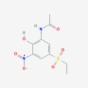 molecular formula C10H12N2O6S B8044298 N-(5-ethylsulfonyl-2-hydroxy-3-nitrophenyl)acetamide 