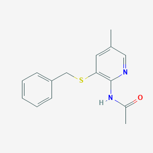 molecular formula C15H16N2OS B8044354 N-(3-benzylsulfanyl-5-methylpyridin-2-yl)acetamide 