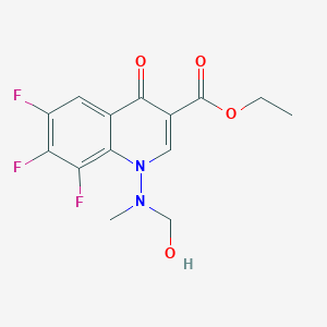 molecular formula C14H13F3N2O4 B8044405 ethyl 1-[N-(hydroxymethyl)-N-methylamino]-6,7,8-trifluoro-1,4-dihydro-4-oxoquinoline-3-carboxylate 