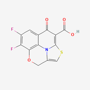 molecular formula C13H5F2NO4S B8044531 5,6-Difluoro-9-oxo-3-oxa-12-thia-14-azatetracyclo[6.5.2.04,15.011,14]pentadeca-1(13),4(15),5,7,10-pentaene-10-carboxylic acid 