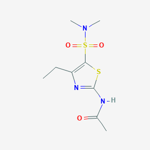molecular formula C9H15N3O3S2 B8044546 N-[5-(dimethylsulfamoyl)-4-ethyl-1,3-thiazol-2-yl]acetamide 