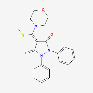 molecular formula C21H21N3O3S B8044549 4-[Methylsulfanyl(morpholin-4-yl)methylidene]-1,2-diphenylpyrazolidine-3,5-dione 