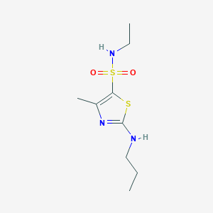 molecular formula C9H17N3O2S2 B8044560 N-ethyl-4-methyl-2-(propylamino)-1,3-thiazole-5-sulfonamide 