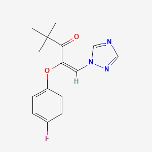 molecular formula C15H16FN3O2 B8044615 (E)-2-(4-fluorophenoxy)-4,4-dimethyl-1-(1,2,4-triazol-1-yl)pent-1-en-3-one 