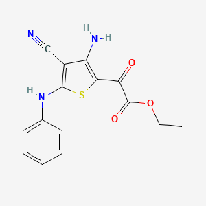 molecular formula C15H13N3O3S B8044658 Ethyl 2-(3-amino-5-anilino-4-cyanothiophen-2-yl)-2-oxoacetate 