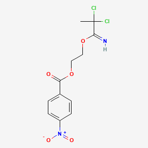 molecular formula C12H12Cl2N2O5 B8044676 2-(2,2-Dichloropropanimidoyloxy)ethyl 4-nitrobenzoate 