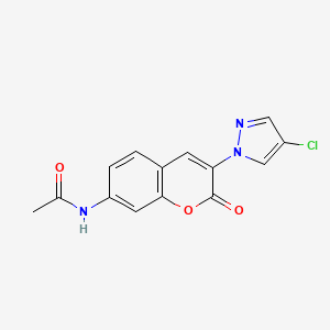 molecular formula C14H10ClN3O3 B8044759 N-[3-(4-Chloro-1H-pyrazol-1-yl)-2-oxo-2H-1-benzopyran-7-yl]acetamide CAS No. 32089-47-7