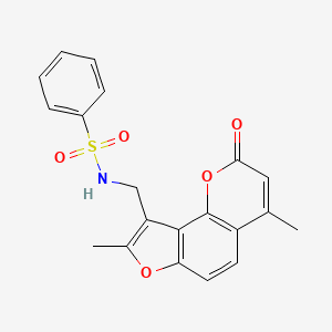 molecular formula C20H17NO5S B8044801 N-[(4,8-dimethyl-2-oxofuro[2,3-h]chromen-9-yl)methyl]benzenesulfonamide 