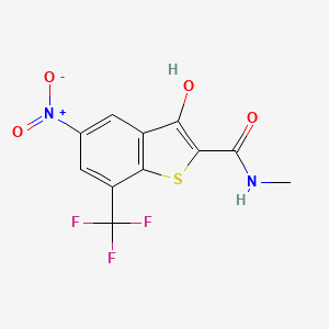 molecular formula C11H7F3N2O4S B8044863 3-hydroxy-N-methyl-5-nitro-7-(trifluoromethyl)-1-benzothiophene-2-carboxamide 
