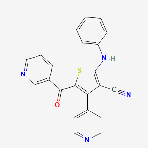 molecular formula C22H14N4OS B8044899 2-Anilino-5-(pyridine-3-carbonyl)-4-pyridin-4-ylthiophene-3-carbonitrile 