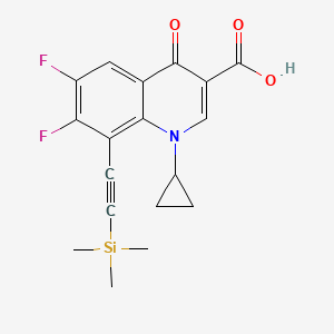 molecular formula C18H17F2NO3Si B8044927 1-Cyclopropyl-6,7-difluoro-4-oxo-8-(2-trimethylsilylethynyl)quinoline-3-carboxylic acid 