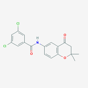 molecular formula C18H15Cl2NO3 B8044944 3,5-dichloro-N-(2,2-dimethyl-4-oxo-3H-chromen-6-yl)benzamide 