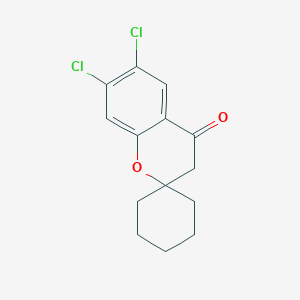 molecular formula C14H14Cl2O2 B8045008 6,7-dichlorospiro[3H-chromene-2,1'-cyclohexane]-4-one 