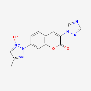 molecular formula C14H10N6O3 B8045020 7-(4-Methyl-1-oxidotriazol-1-ium-2-yl)-3-(1,2,4-triazol-1-yl)chromen-2-one 