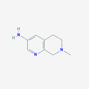 molecular formula C9H13N3 B8045046 7-Methyl-5,6,7,8-tetrahydro-1,7-naphthyridin-3-amine 