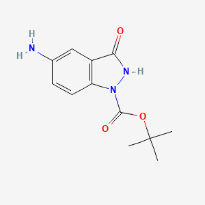 molecular formula C12H15N3O3 B8045090 tert-Butyl 5-amino-3-oxo-2,3-dihydro-1H-indazole-1-carboxylate 