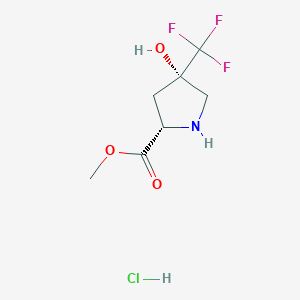 molecular formula C7H11ClF3NO3 B8045330 (2S,4S)-Methyl 4-hydroxy-4-(trifluoromethyl)pyrrolidine-2-carboxylate HCl 