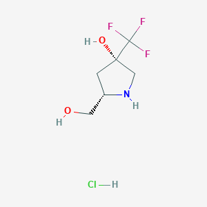 molecular formula C6H11ClF3NO2 B8045331 (3S,5S)-5-(Hydroxymethyl)-3-(trifluoromethyl)pyrrolidin-3-ol HCl 