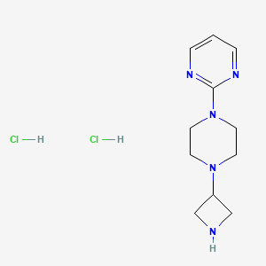 molecular formula C11H19Cl2N5 B8045348 2-(4-(Azetidin-3-yl)piperazin-1-yl)pyrimidine dihydrochloride 