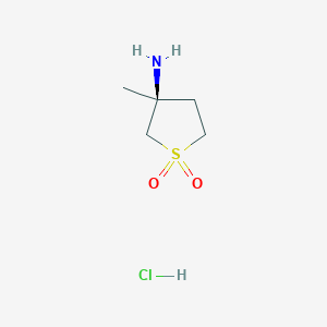 molecular formula C5H12ClNO2S B8045357 (S)-3-Amino-3-methyltetrahydrothiophene 1,1-dioxide hydrochloride 