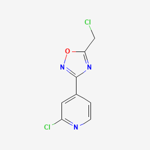 molecular formula C8H5Cl2N3O B8045394 5-(Chloromethyl)-3-(2-chloropyridin-4-yl)-1,2,4-oxadiazole 