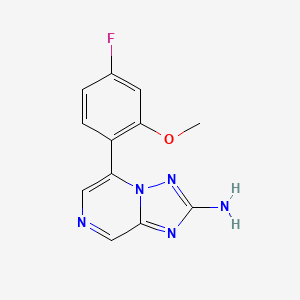 molecular formula C12H10FN5O B8045422 5-(4-Fluoro-2-methoxyphenyl)-[1,2,4]triazolo[1,5-a]pyrazin-2-amine 