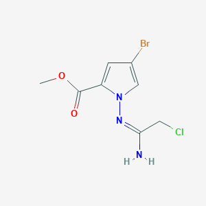molecular formula C8H9BrClN3O2 B8045456 (E)-Methyl 1-((1-amino-2-chloroethylidene)amino)-4-bromo-1H-pyrrole-2-carboxylate 