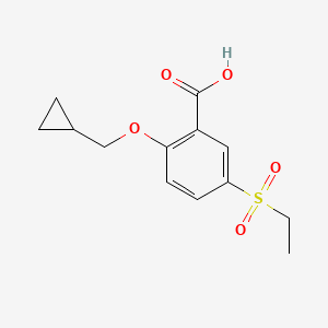 molecular formula C13H16O5S B8045500 2-(Cyclopropylmethoxy)-5-(ethylsulfonyl)benzoic acid 