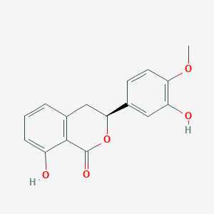 molecular formula C16H14O5 B8045518 (S)-8-Hydroxy-3-(3-hydroxy-4-methoxyphenyl)isochroman-1-one 