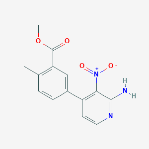 molecular formula C14H13N3O4 B8045523 Methyl 5-(2-amino-3-nitropyridin-4-yl)-2-methylbenzoate 