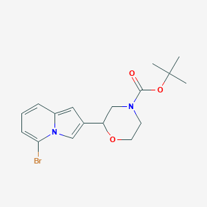 molecular formula C17H21BrN2O3 B8045532 tert-Butyl 2-(5-bromoindolizin-2-yl)morpholine-4-carboxylate 