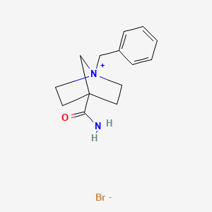 molecular formula C14H19BrN2O B8045600 1-Benzyl-4-carbamoyl-1-azabicyclo[2.2.1]heptan-1-ium bromide 