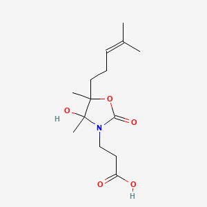 molecular formula C14H23NO5 B8045638 3-[4-Hydroxy-4,5-dimethyl-5-(4-methylpent-3-enyl)-2-oxo-1,3-oxazolidin-3-yl]propanoic acid 